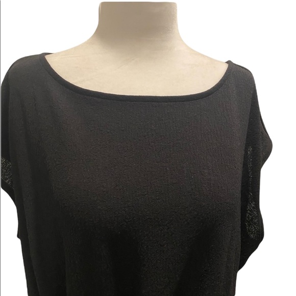 Vince Camuto Short Sleeve Round Neck Gathered Side Asymmetrical Blouse M - Picture 3 of 13